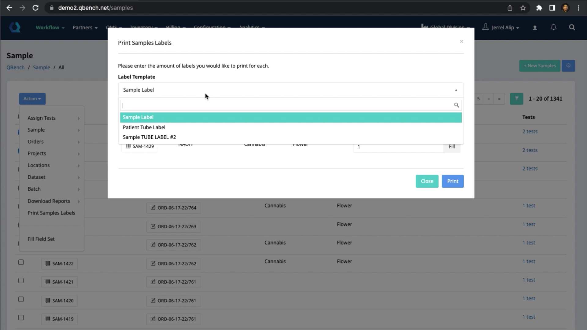 How To Print Barcode Labels QBench LIMS Help Center