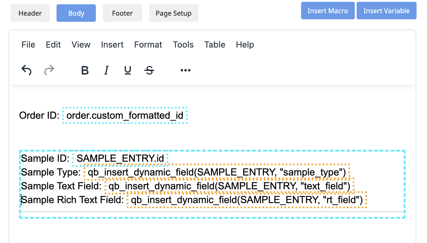 Dynamic Field Example